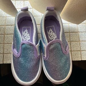Vans Toddler size 7 Glitter Slip-On Shoes - Purple and Blue